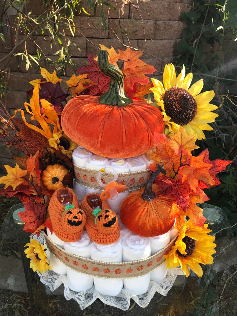 Pumpkin Diaper Cake Halloween Themed Halloween Diaper Cake Etsy