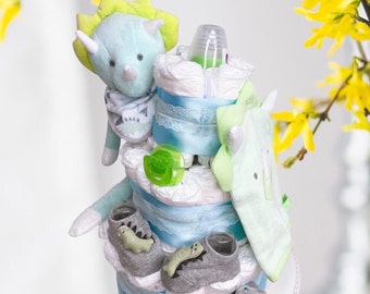 Dinosaur Diaper Cake, Dinosaur Baby Shower, Centerpiece