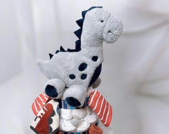 Dinosaur Diaper Cake: 3-Tier Baby Shower Centerpiece