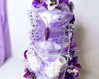 Flowers Diaper Cake, Butterfly Diaper Cake, Centerpiece