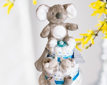Gâteau De Couches Pour Fille Et Garçon - Cadeau Naissance Fabriqué En Allemagne Avec Hochet Koala