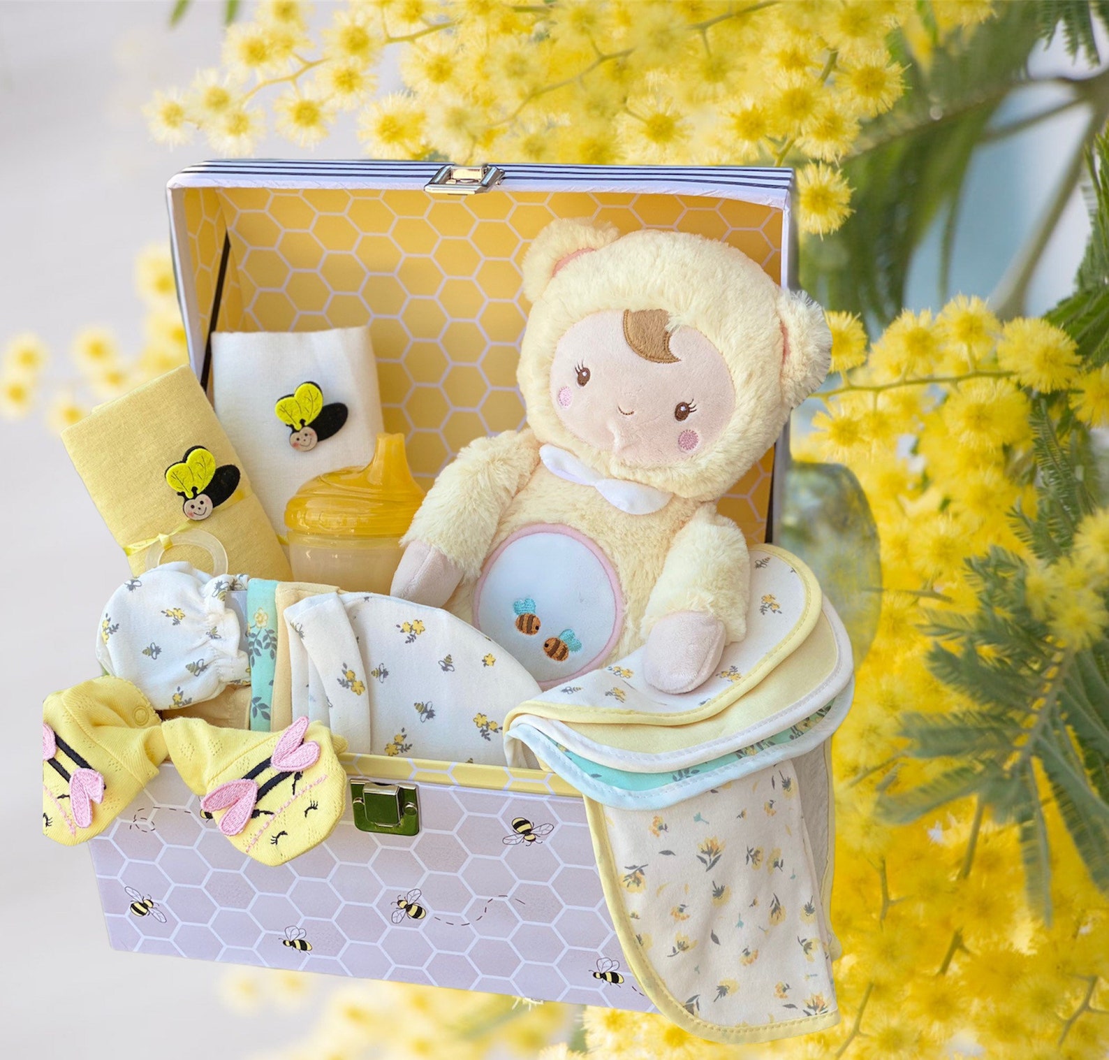 Baby Girl Gift Box Baby Bee Gift Basket Baby Shower Gift Etsy