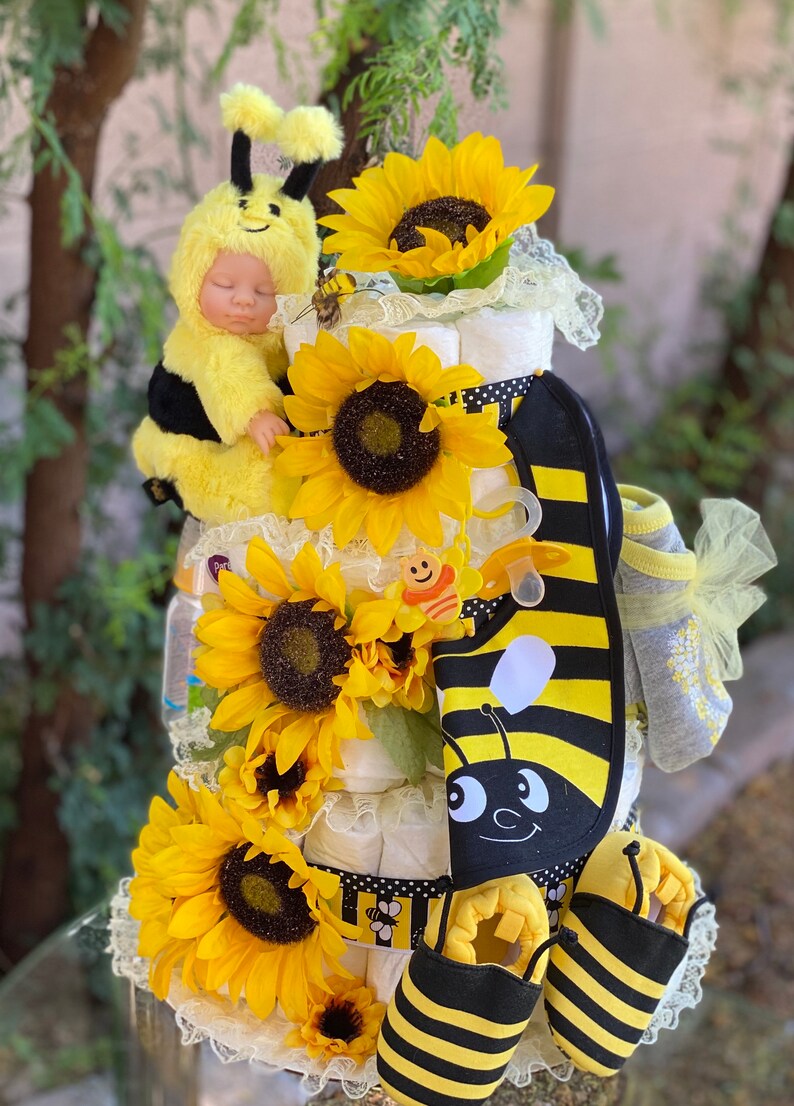 Bee Diaper Cake Bumblebee Diaper Cake Sunflower Diaper Cake | Etsy