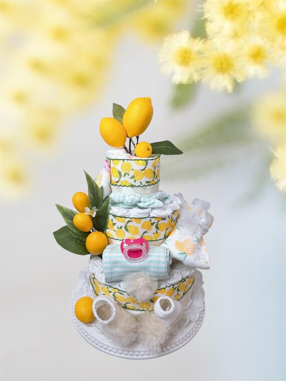 → View on Etsy: Lemon Diaper Cake, Lemon Theme, Baby Shower Gift Lemon Diaper Cake, Lemon Theme, Baby Shower Gift