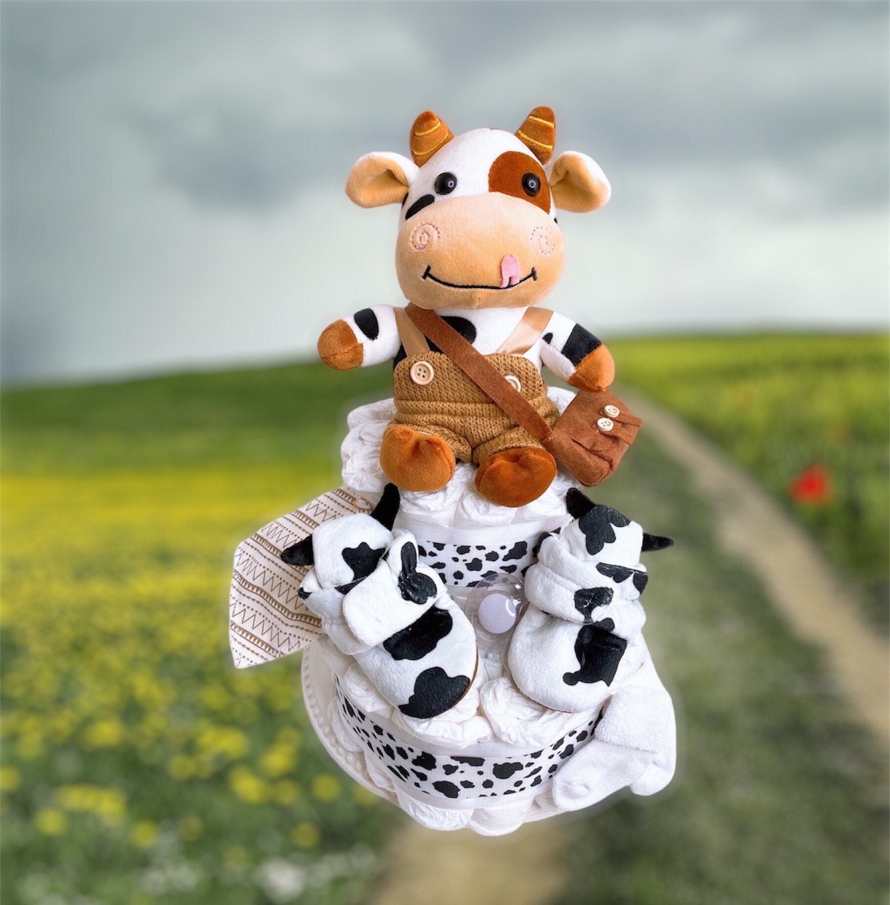Cow Diaper Cake Farm Baby Shower Farm Theme Centerpiece