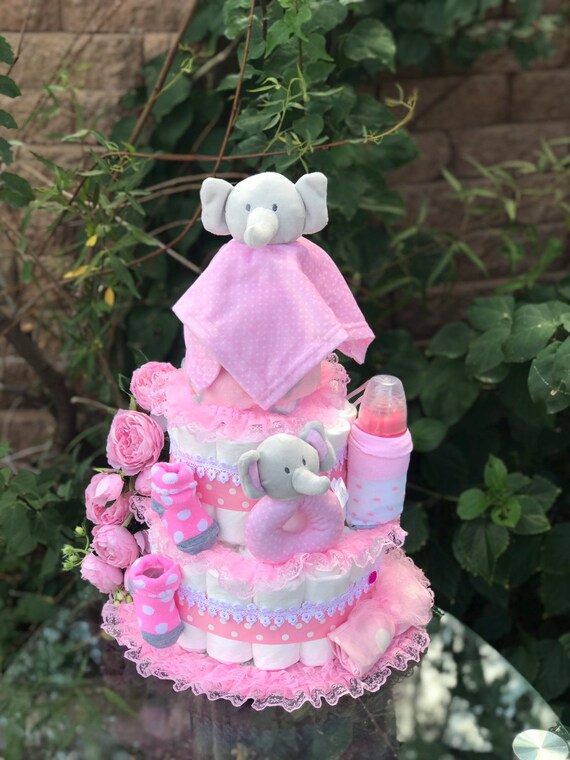 elephant diaper cake girl