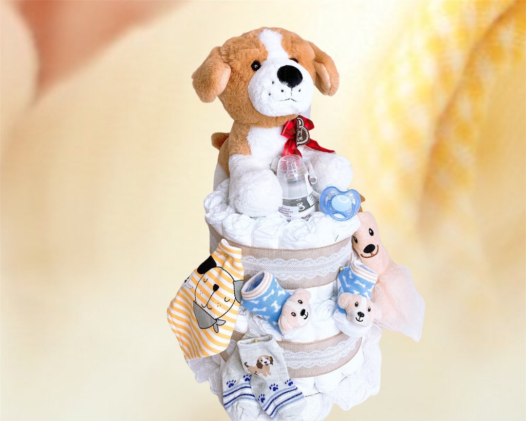 Puppy Diaper Cake Dog Diaper Cake Centerpiece Etsy