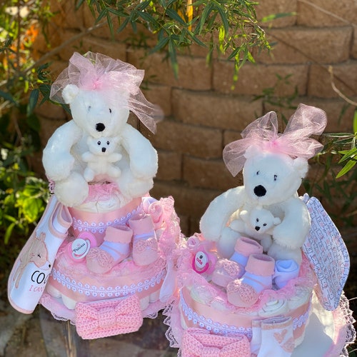 Twins Diaper Cake. Bear Diaper Cake, Baby shops Shower