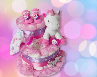 Unicorn Diaper Cake, Unicorn Themed, Girl Diaper Cake, Centerpiece