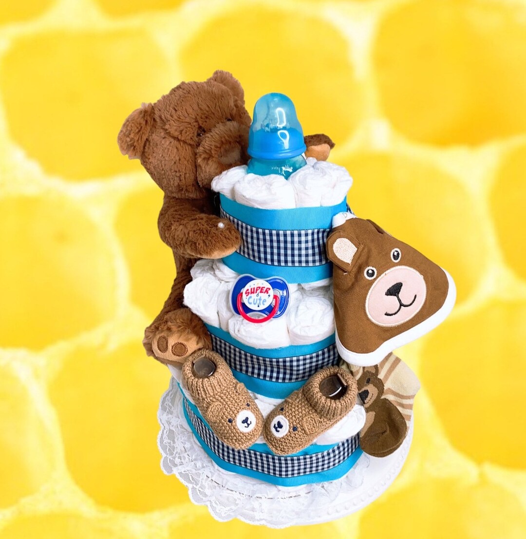 Teddy Bear Diaper Cake: Baby Shower Centerpiece - Etsy