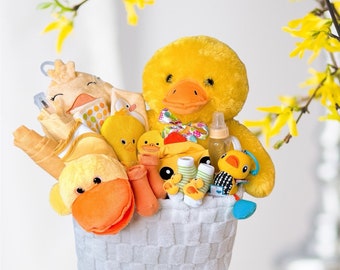 Duck Baby Gift Basket, Duck Baby Clothes Set, Duck Baby Shower