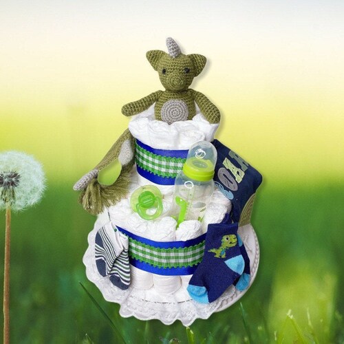Dinosaur Diaper Cake, Dinosaur newest Themed, Boy Diaper Cake