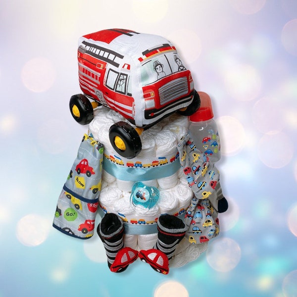 Fire Truck Diaper Cake, Bus Diaper Cake, Car Diaper Cake, Truck Cake, Boy Diaper Cake