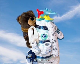 Aviator Diaper cake, Pilot Captain Diaper Cake, Centerpiece