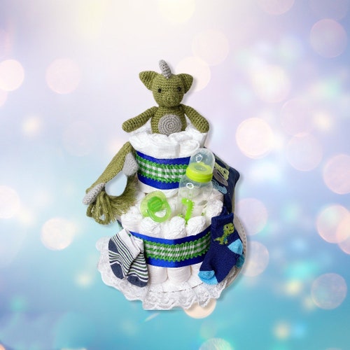 Dinosaur Diaper Cake, Dinosaur newest Themed, Boy Diaper Cake