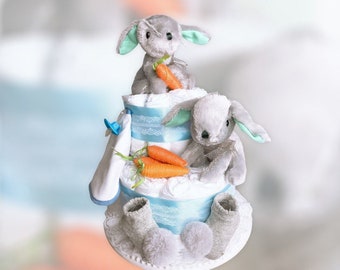 Easter Diaper Cake, Bunny Diaper Cake, Centerpiece