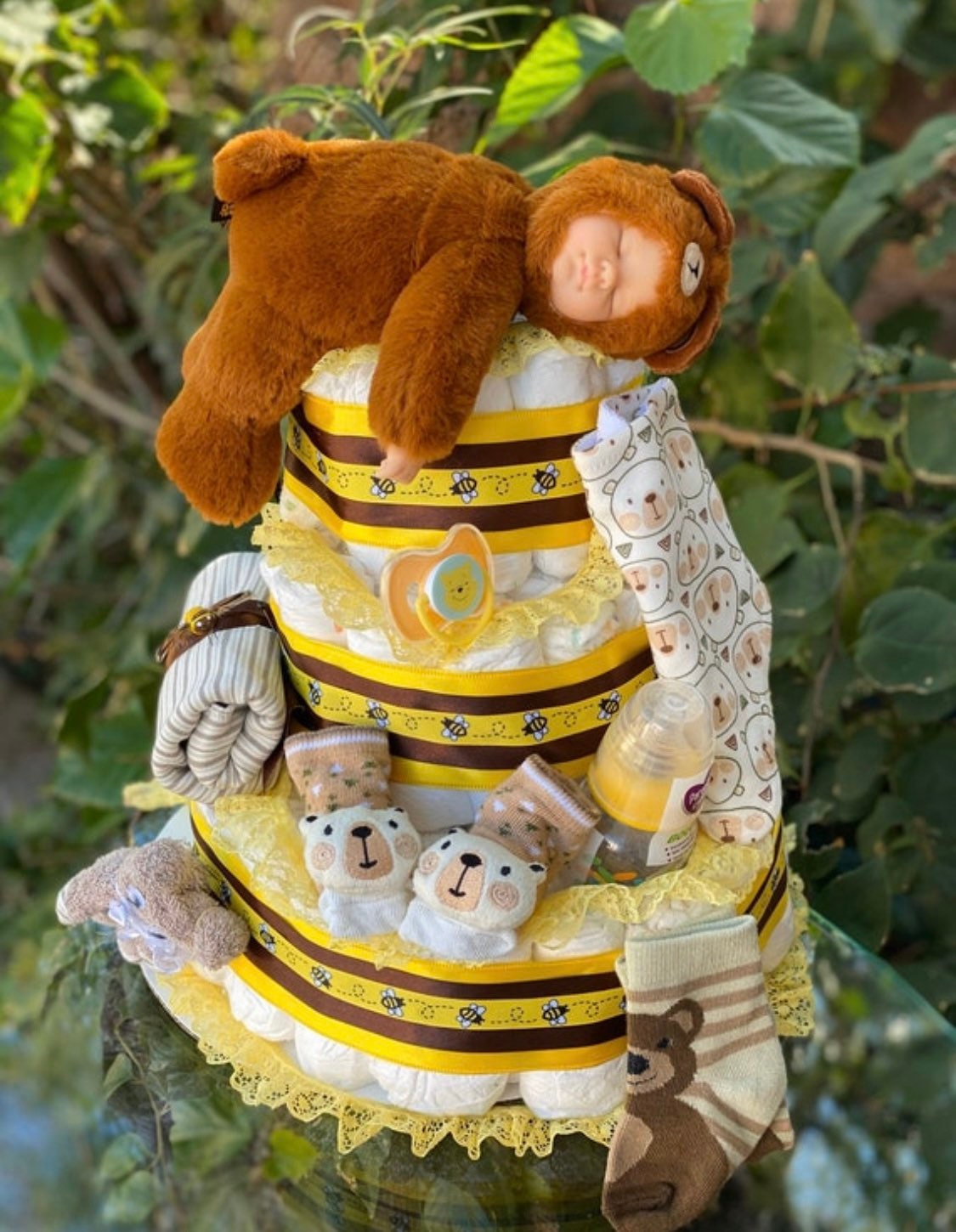 Teddy Bear Diaper Cake, Baby Shower Centerpiece - Etsy