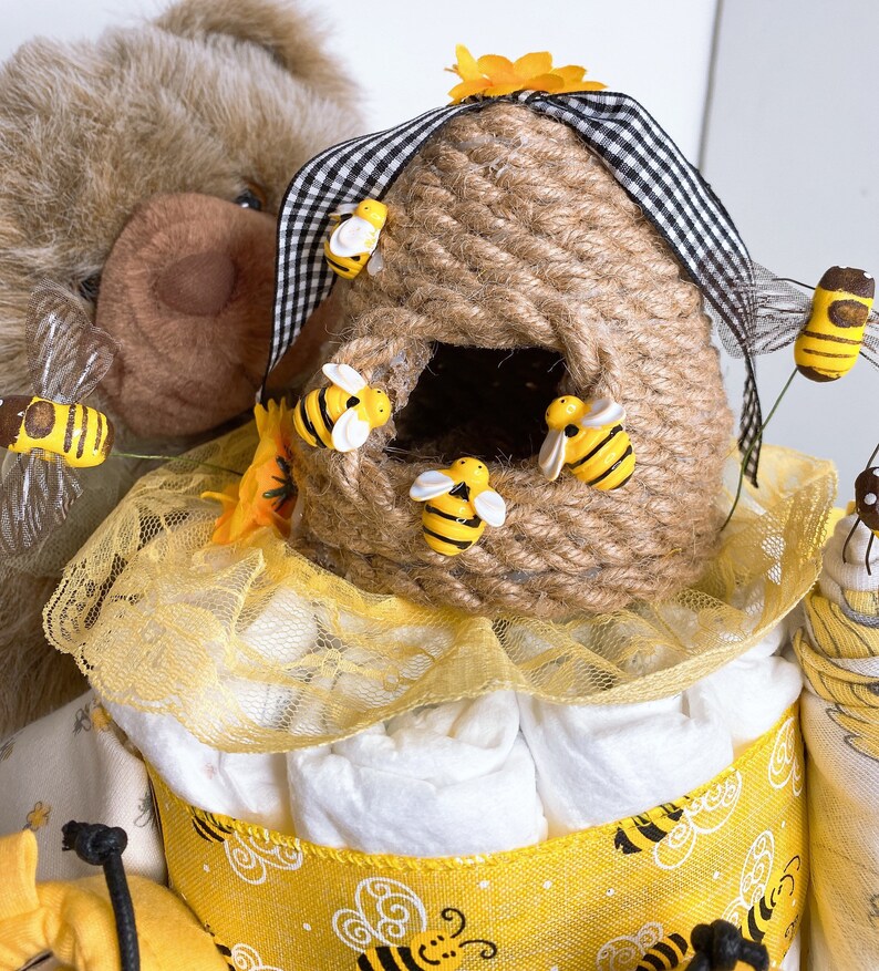 Honey Teddy Bear Diaper Cake Bee Diaper Cakebumblebee Theme Etsy