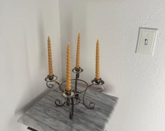Vintage Silver Plated 4 Arm Candelabra Candle Holder, Gothic Victorian Style Ornate Centerpiece, Dark Moody Romantic Candlelight Decor