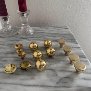 Set of 13 Brass Drawer Pulls, Vintage Cabinet Handles, Solid Metal Hardware for Dressers, Drawers & Cabinets, Classic Furniture Restoration