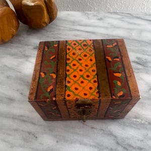 Hand-Painted Copper and Tin Keepsake Box with Little Locking Latch