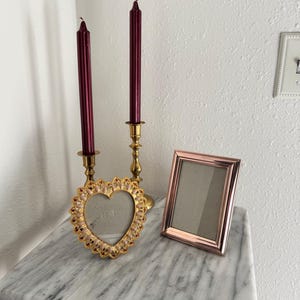 Set of 2 Vintage Rose Gold Picture Frames, 4x6 & 3x3 Heart Frame, Romantic Vanity Decor