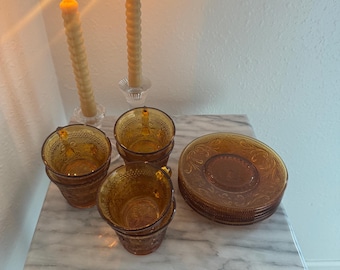 Tiera Glass Tea Cups and Saucers- Set of 6