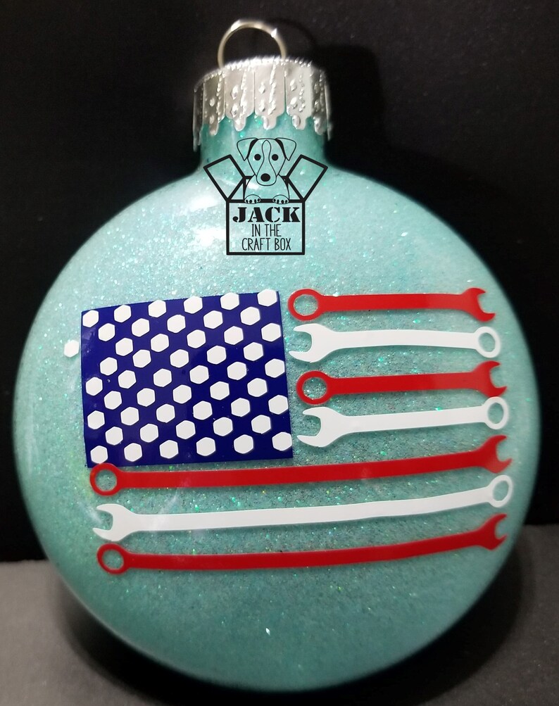 WRENCH FLAG ORNAMENT Christmas Mechanic Gift Can Be Personalized Your