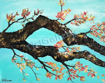 Painting of tree branches, fall branches, Fall painting, Autumn, Nature Painting