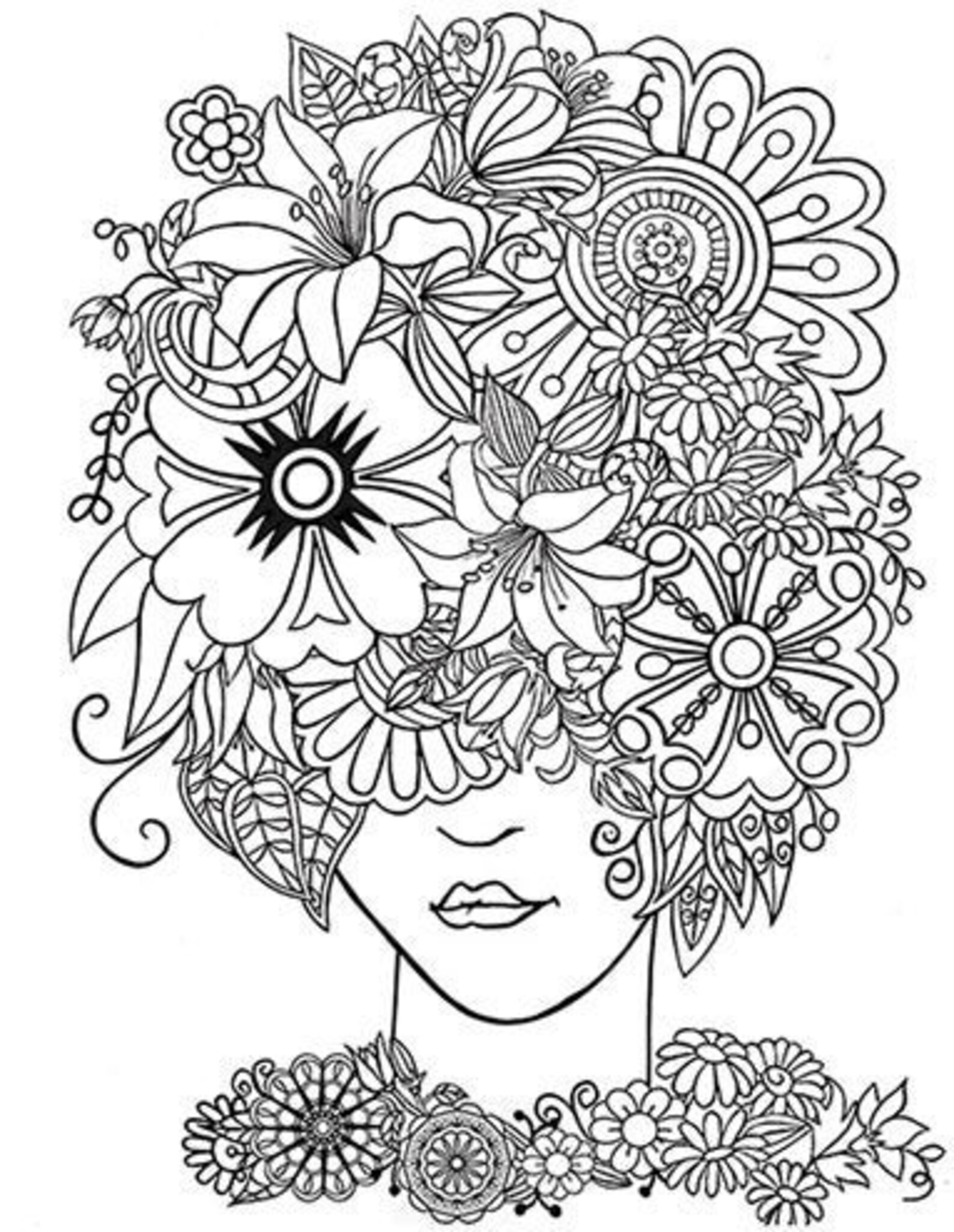 Coloring Pages Flowers Girl Flower Girl Coloring for Etsy