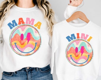 Mama and Mini Png, Smiley Face Png, Mommy and Me, Retro Mama Png, Love Png, Shirt Design, Inspirational Quote, Teacher Sublimation, Faith