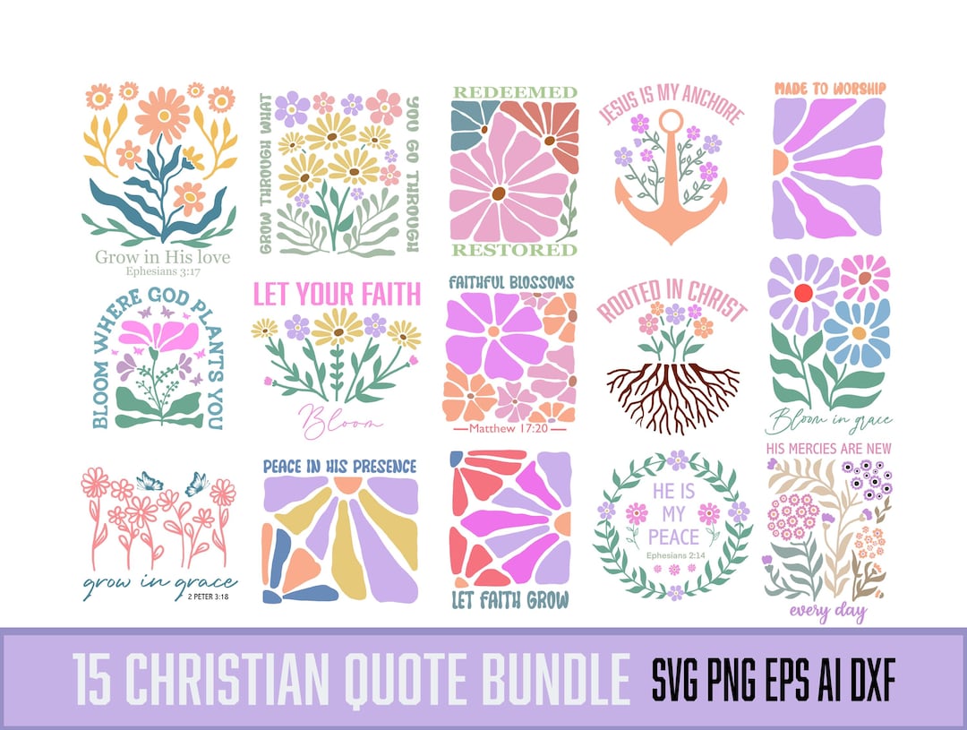Christian Quote SVG Bundle: Bible Verses, Inspirational Designs, Floral ...