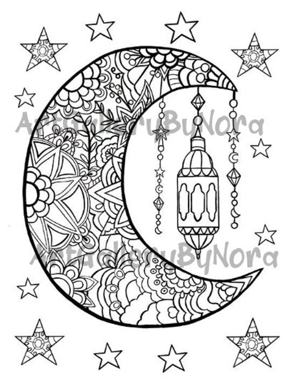 Moon Printable Adult Coloring Page Coloring pages for adults Etsy