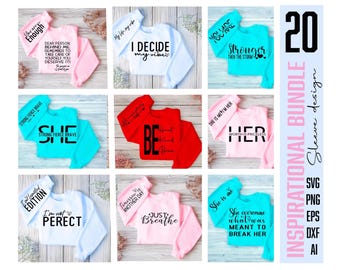 Inspirational Quote SVG Bundle, Shirt Sleeve Design, Christian Quotes, Inspirational Quote, Cricut files, Sublimation bundle, Sassy Mom png