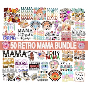 Retro Mama Bundle, Mama Png, Png Bundle, Groovy Mama Png, Shirt Design, Mothers Day Gift Idea, Inspirational Quote Png, Sublimation Bundle image 1