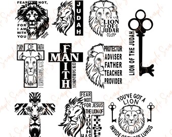 Lion of Judah svg, Man of faith svg, Christian Quote Bundle Png, Scripture, Shirt Design, Png Bundle, Sublimation Bundle, Religious Saying