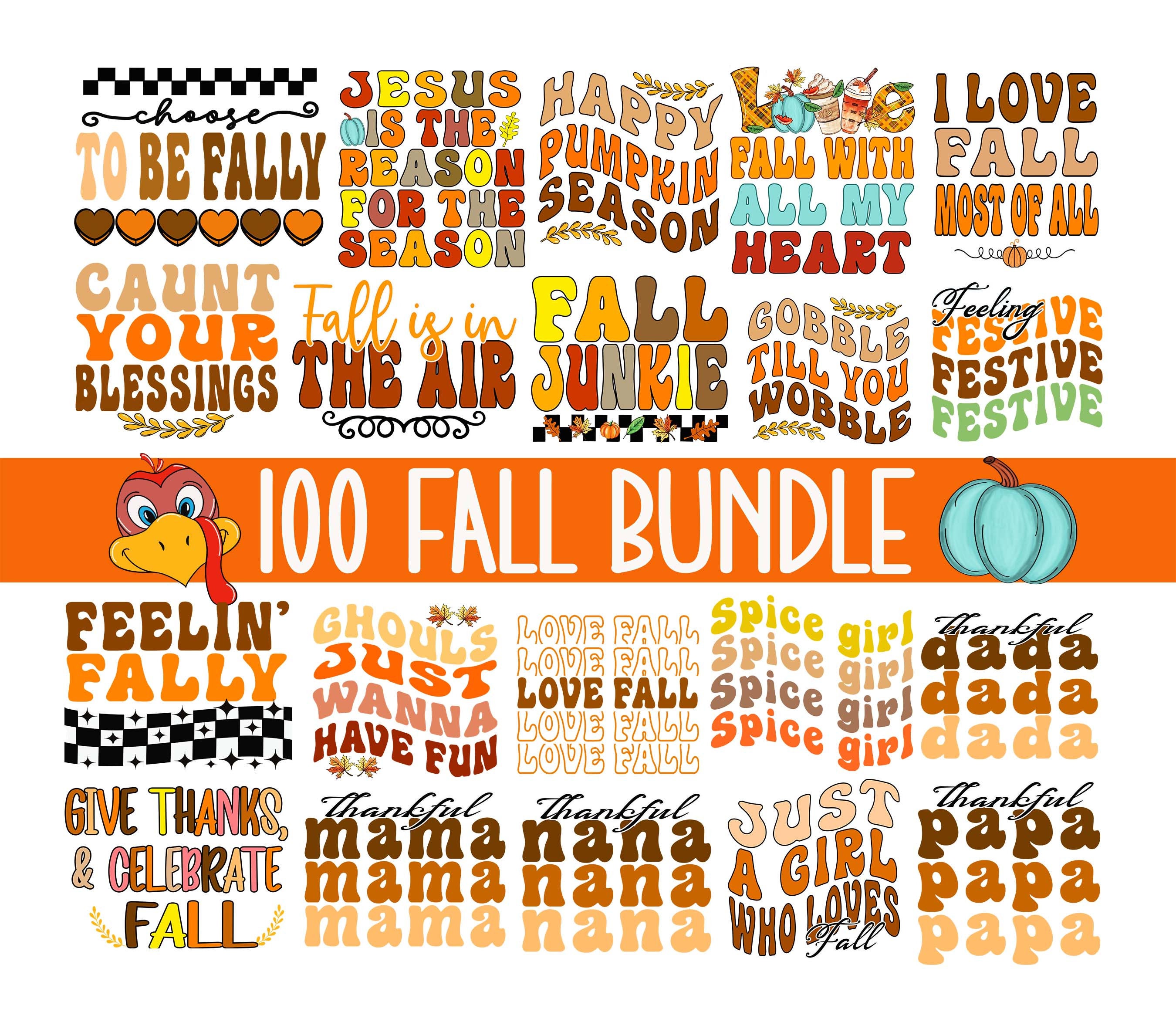Thanksgiving Christian Bundle png, Retro Mama png, Fall png, Bible Verse, Inspirational Tee, Sunflower, Sassy Mom, Christian Pumpkin, Autumn