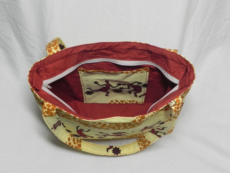 Zippered Tote Bag made with Malawi Fabric