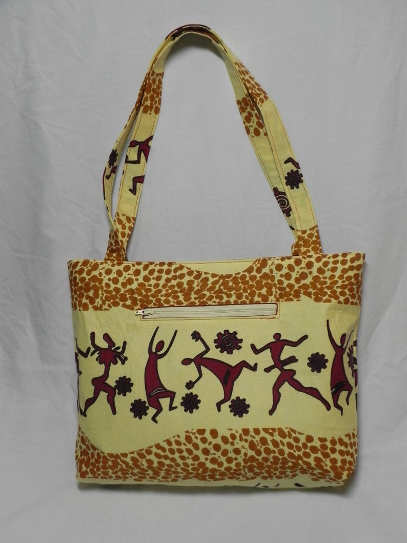 Zippered Tote Bag made with Malawi Fabric
