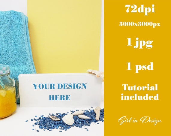 Beautiful Beach Mockup With Glass Of Juice And Shells Beautiful Beach Mockup With Glass Of Juice And Shells