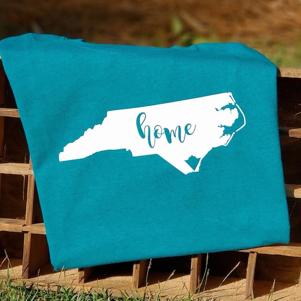 Wilmington, NC Home Teal T-Shirt - Wilmington Beaches - North Carolina State Shape Home Tee - UNCW T-Shirt - Seahawks Logo Cutout Wilmington