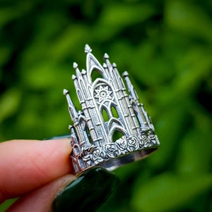Silver Gothic Rose Cathedral Ring