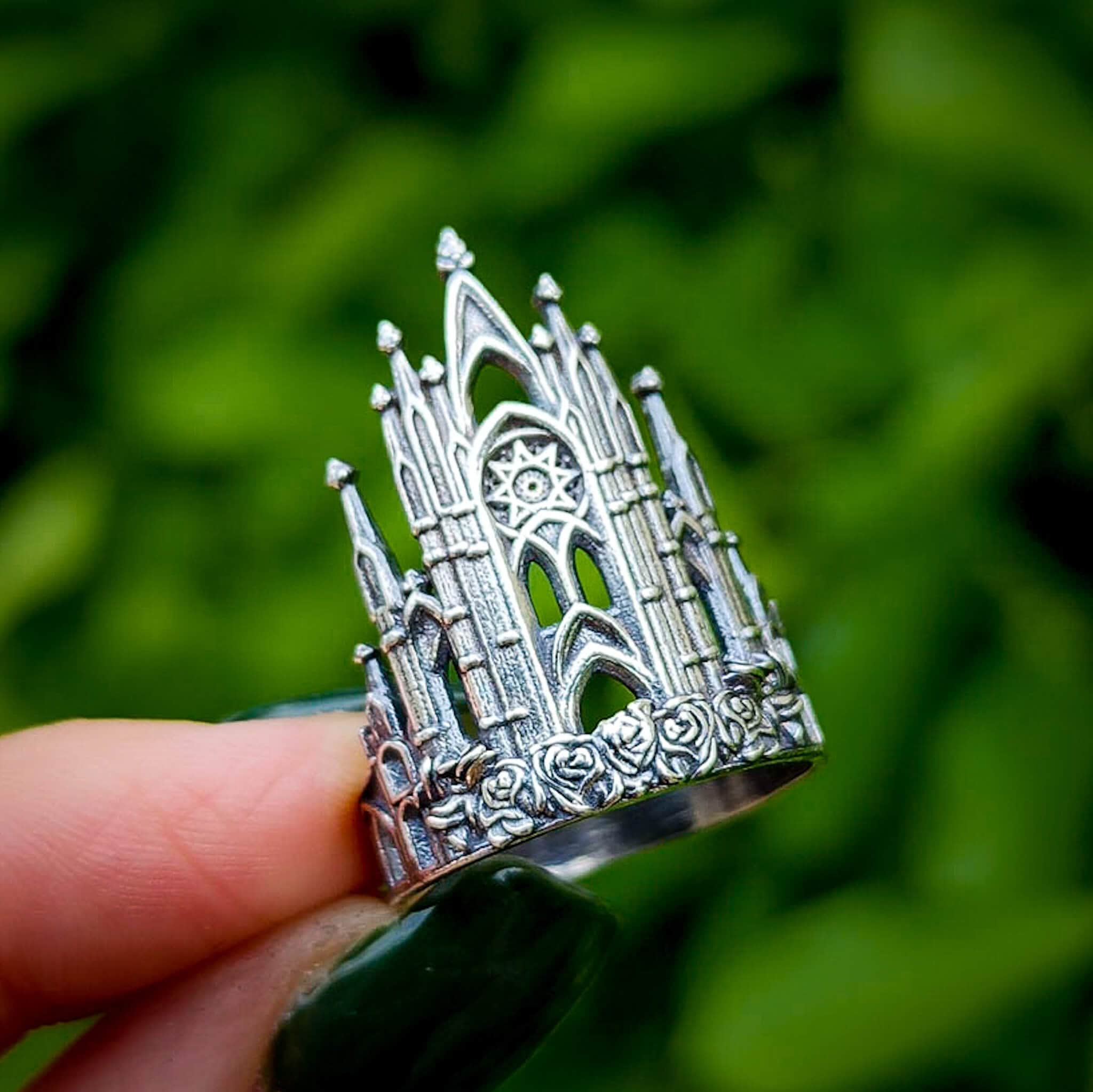 Sterling Silver Gothic Ring, Vintage Ring, Medieval Jewelry, Cathedral  Ring, Uniquely Designed Wedding Ring, Holiday Gift, Christmas Gift 