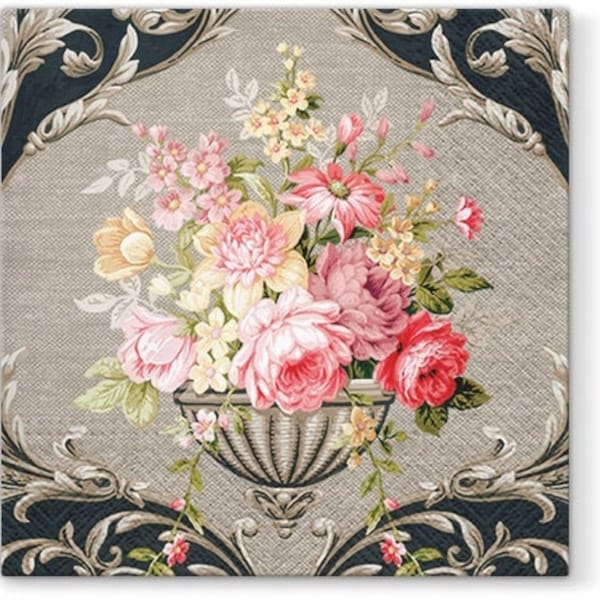 4 Paper Napkins For Decoupage | 4 Decoupage Napkins | Royal Bouquet |  Napkin for Decoupage | Paper Serviette | Decoupage Prints |  |