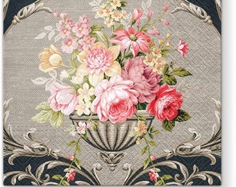 4 Paper Napkins For Decoupage | 4 Decoupage Napkins | Royal Bouquet |  Napkin for Decoupage | Paper Serviette | Decoupage Prints |  |