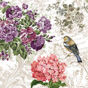 4 Paper Napkins For Decoupage | 4 Decoupage Napkins | Charming Garden |  Napkin for Decoupage | Paper Serviette | Decoupage Prints |  |