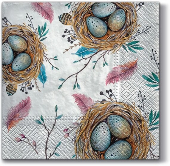 Osternest Papierservietten | Frühling Servietten in Serviettentechnik