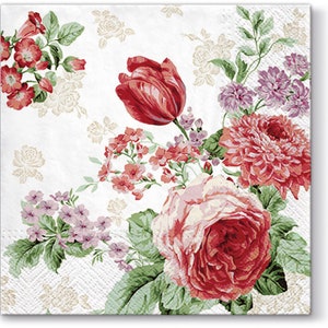 4 Paper Napkins For Decoupage | 4 Decoupage Napkins | Mysterious Roses |  Napkin for Decoupage | Paper Serviette | Decoupage Prints |  |