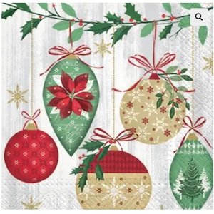4 Paper Napkins For Decoupage | Decoupage Napkins | Vintage Baubles  |  Napkin for Decoupage | Paper Serviette | Decoupage Prints |