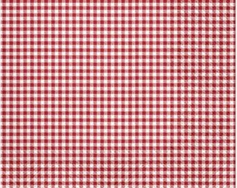 Servilletas de papel rojas con estampados de cuadros pequeños / Impresiones para decoupage, diseño primaveral